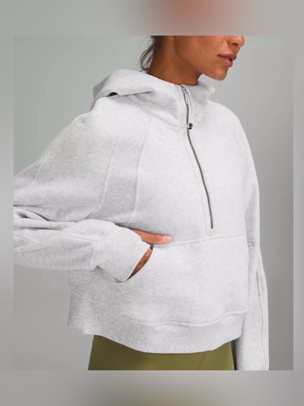 Lululemon Scuba Oversized Half Zip Hoodie Heathered Gray, XS/S LW3DUSS